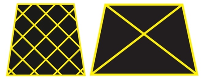 Sankryžos ženklinimas pieštu geltonu tinklu arba geltonu keturkampiu su X viduryje