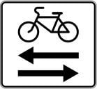 856. Dviračių eismas (Informuoja, kad nurodytomis kryptimis vyksta dviračių, elektrinių mikrojudumo priemonių eismas)