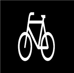 1.23. Dviračio simbolis žymi dviračių juostą, dviračių ir elektrinių mikrojudumo priemonių eismui skirtą pėsčiųjų ir dviračių tako ar šaligatvio dalį arba dviračių taką.