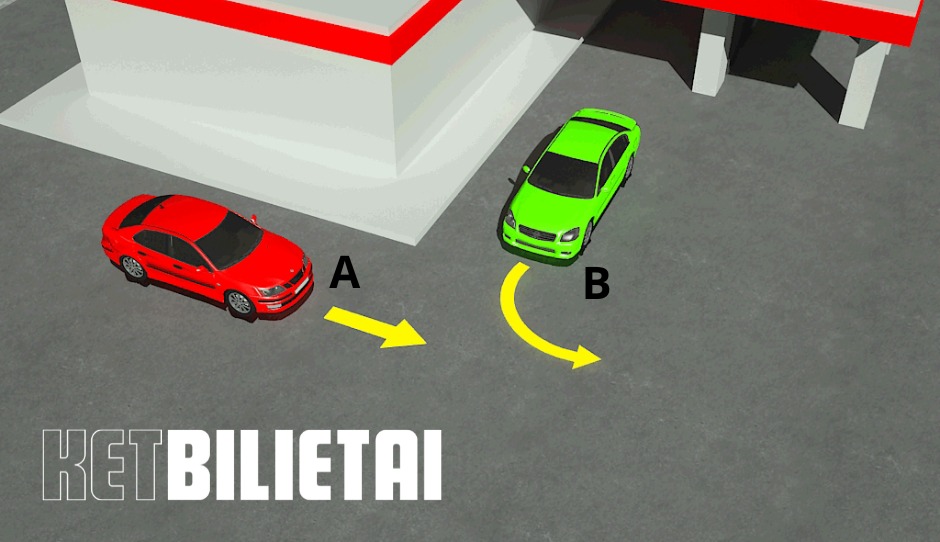 Kurio automobilio vairuotojas šioje situacijoje turi pirmenybę?